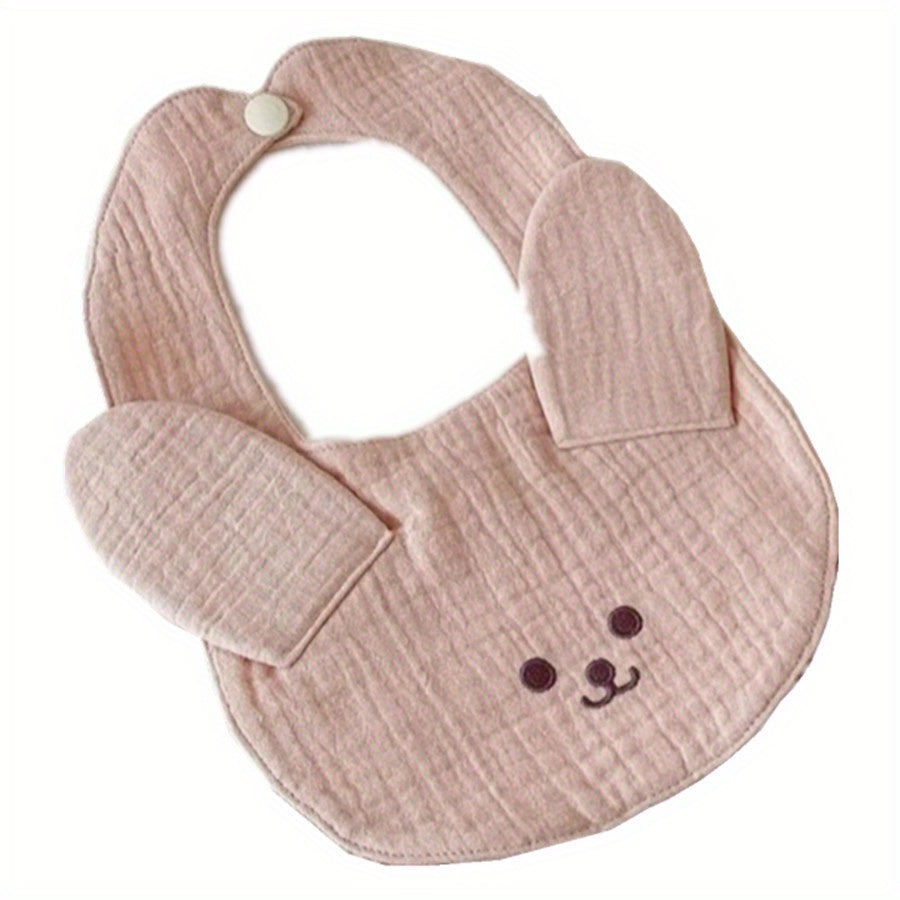 Baby Cotton Gauze Anti-Spitting Milk Bib Ear Embroidery Bib