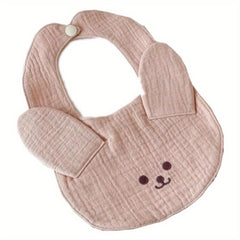 Baby Cotton Gauze Anti-Spitting Milk Bib Ear Embroidery Bib