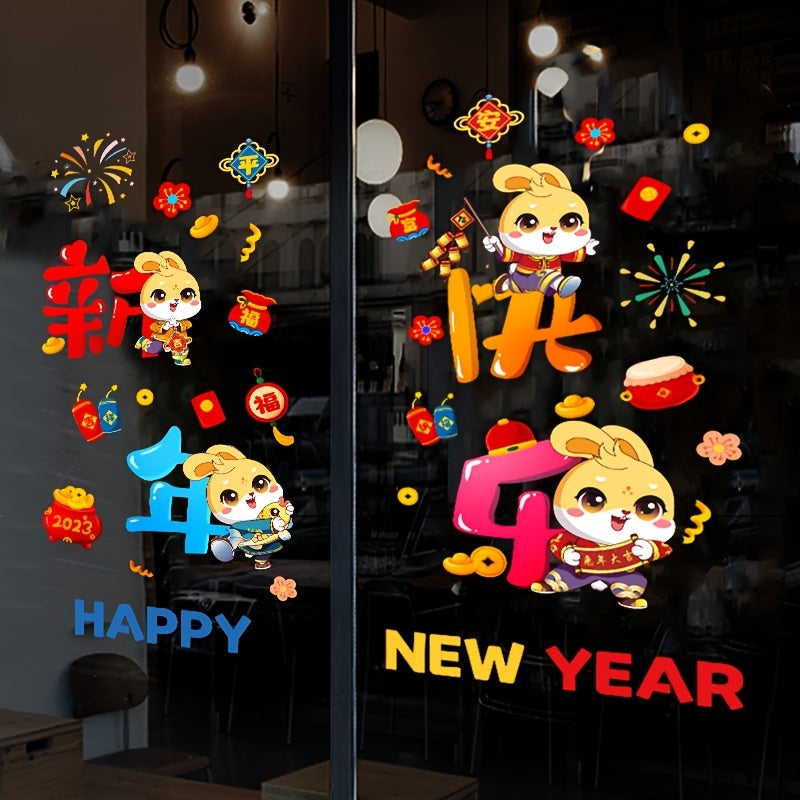Chinese Year Baby Room Cartoon Rabbit Window Glass Sticker