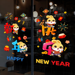 Chinese Year Baby Room Cartoon Rabbit Window Glass Sticker