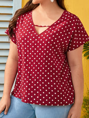 Polka Dot V Neck Blouse