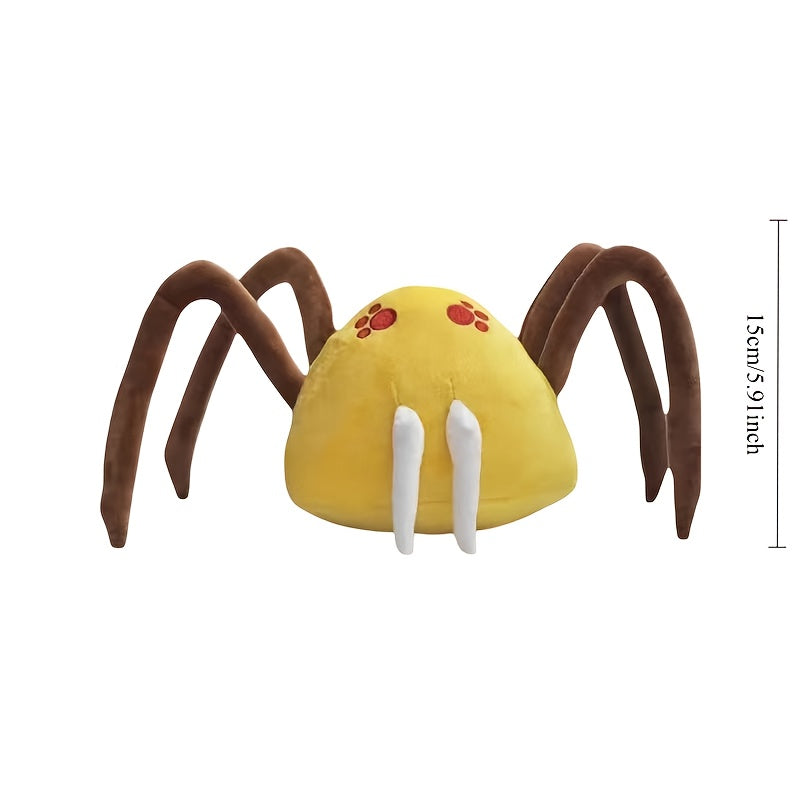 6in Spider Plush Toy Yellow Body Brown Legs