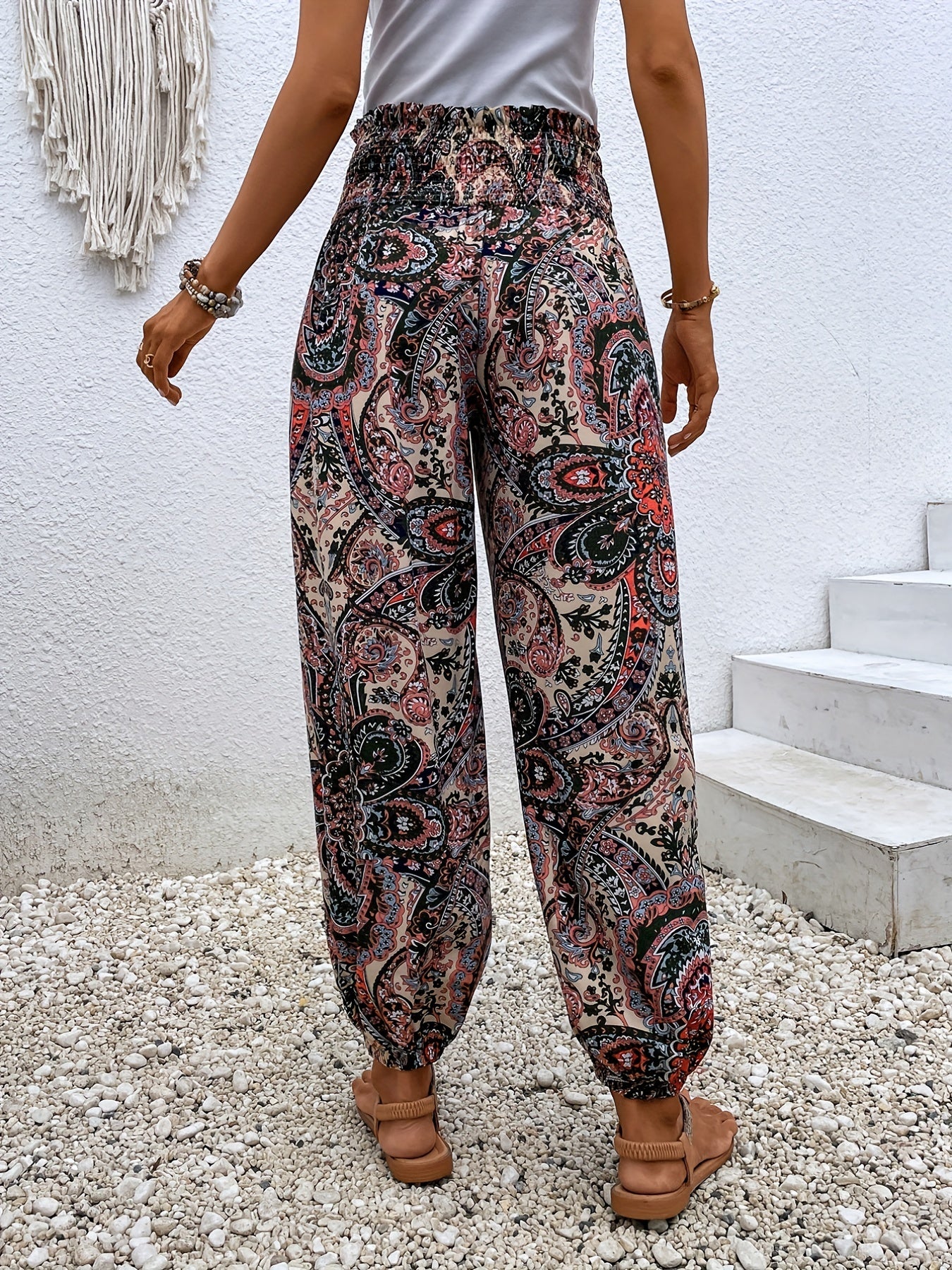 Paisley Print Joggers Boho Pants for Spring & Summer
