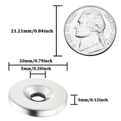 8pcs Neodymium Magnets 20x3mm Holes 5mm Round Disc Magnets