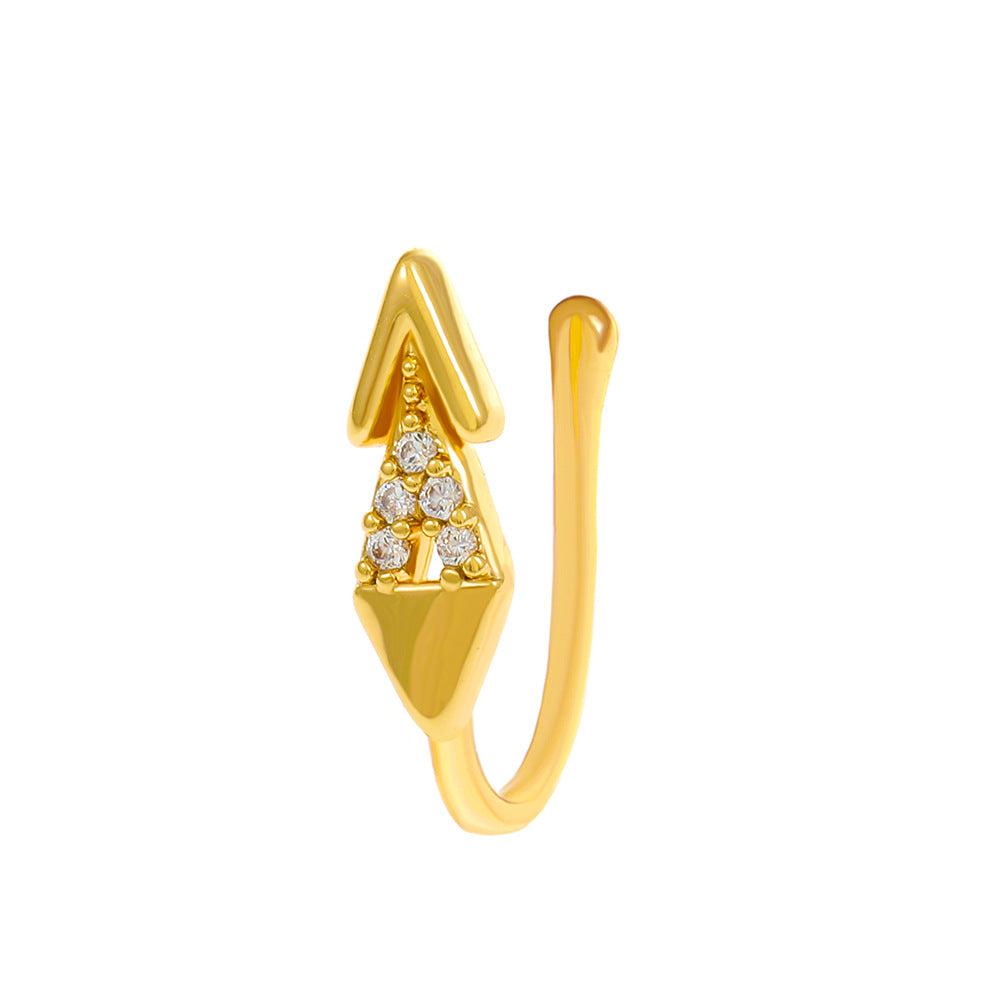 Men's Golden Nose Stud Set With Artificial Diamonds Party Gift