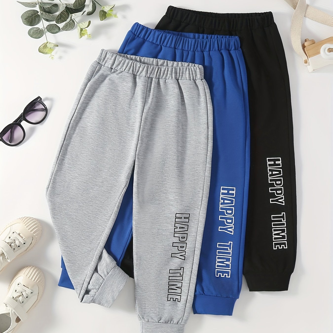 3pcs Happy Time Boys Active Sweatpants Breathable Jogger Sports Pants
