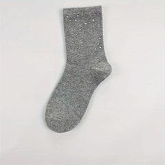 Rhinestone Decor Crew Socks Women's Stockings