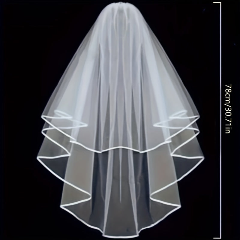 Custom Bridal Veil with Initials and Hearts - Soft Tulle Wedding Veil