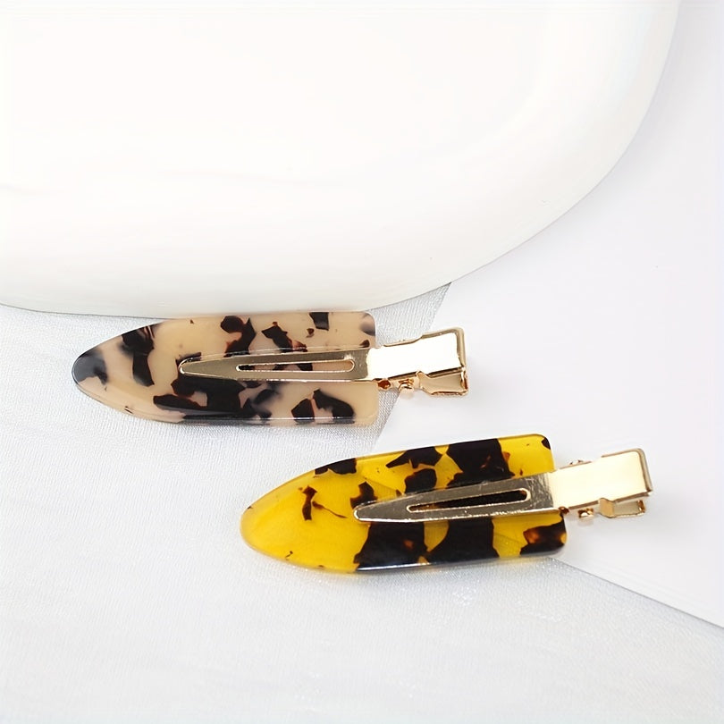 4pcs Tortoiseshell Hair Clips Acetate Retro Duckbill Clip Non Crease Hair Slides
