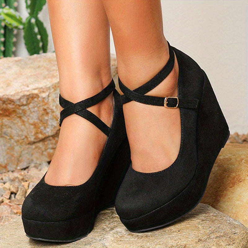 Women's Platform Wedge Heels Mary Jane Comfort Dress Shoes