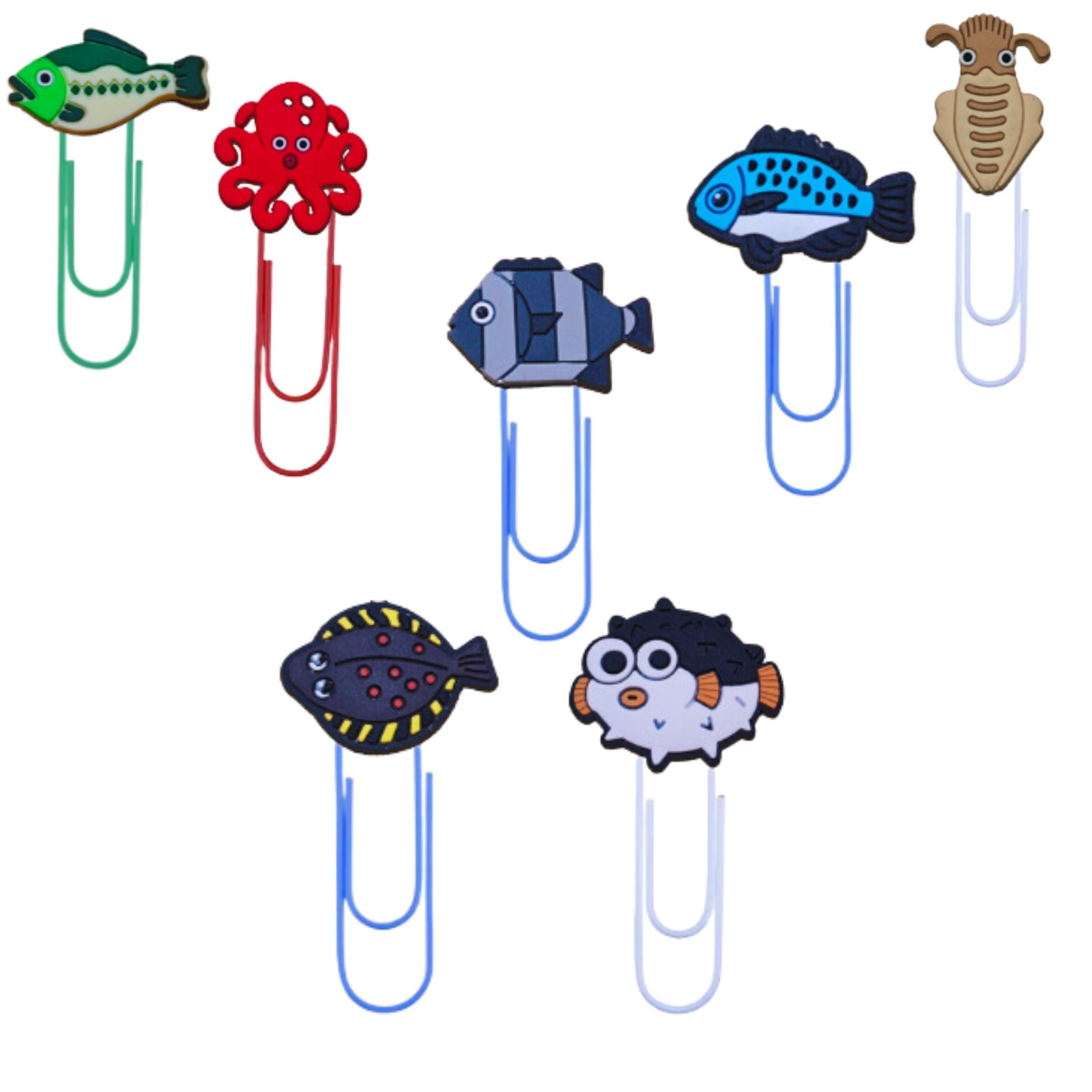 10pcs Cartoon Paper Clips Colorful Bookmark Plie...