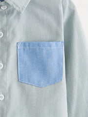 Boys Block Shirts Long Sleeve Button Down Tops Spring Fall Outwear Shirts