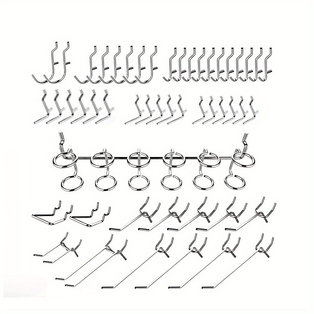 50pcs Pegboard Hooks Assortment with Pegboard Rack for Organizing Tools
