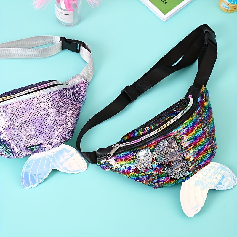 Mermaid Sequin Scales Tail Fanny Waist Pack Crossbody Purse