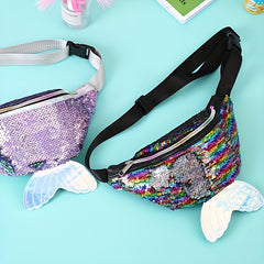 Mermaid Sequin Scales Tail Fanny Waist Pack Crossbody Purse