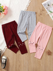 3pcs Girls Cat Print Leggings For Winter