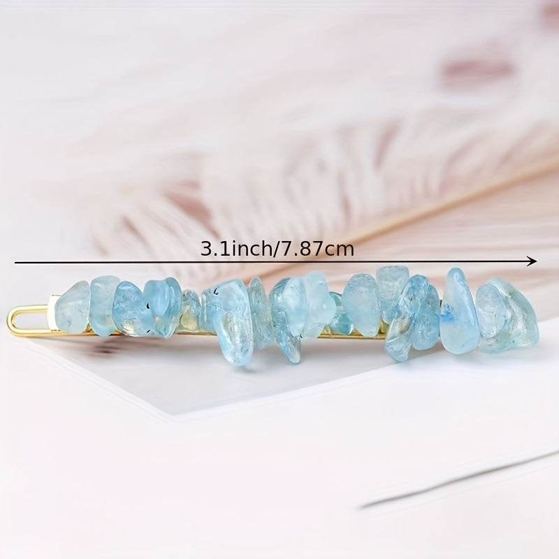 Natural Crystal Small Stone Hair Clip for Women