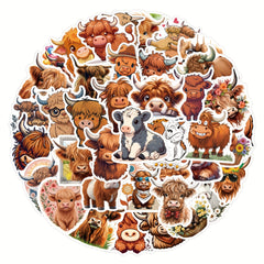 55pcs Cow Sticker for Stationery Cup Laptop Suitcases Refrigerator