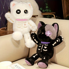 35in Skeleton Cat Plush Toy Soft Stuffed Doll Halloween Gift