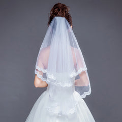 Double Layer Lace Bridal Wedding Veil with Hair Comb