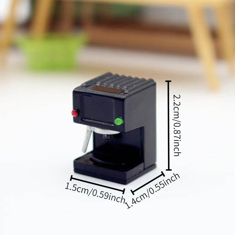 2pcs Mini Dollhouse Coffee Machine, DIY Kitchen Decor Accessory