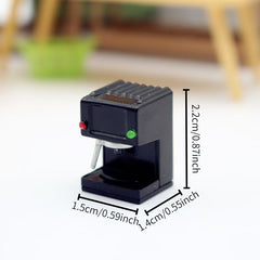 2pcs Mini Dollhouse Coffee Machine, DIY Kitchen Decor Accessory