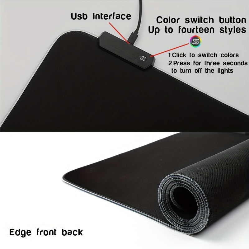 XL RGB Gaming Mouse Pad Soft LED Desk Mat Anti Slip Rubber Base