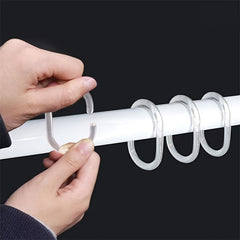 Clear Plastic Shower Curtain Rings Hooks - Set of 12