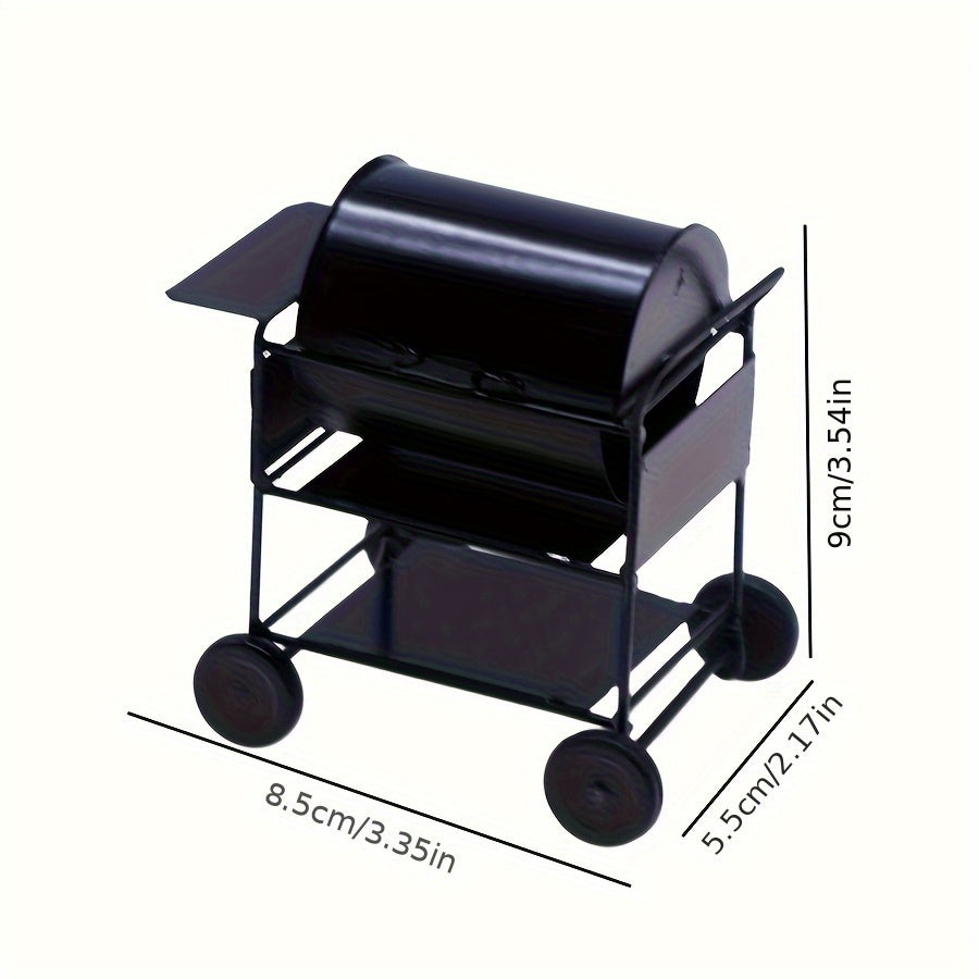 Mini BBQ Grill Model for Dollhouse Metal Outdoor Scene Decor