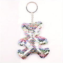 Sequins Bear Keychain Animal Key Ring Purse Handbag Car Charm Phone Pendant
