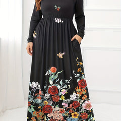 Women's Plus Butterfly Print Maxi Dress