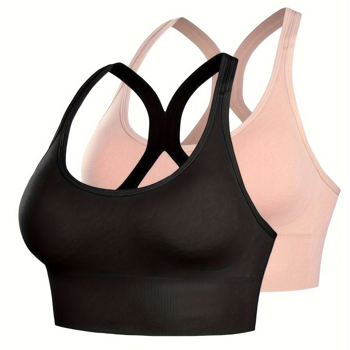 2Pcs Wireless Sports Bras Comfy & Breathable Running Workout Bra