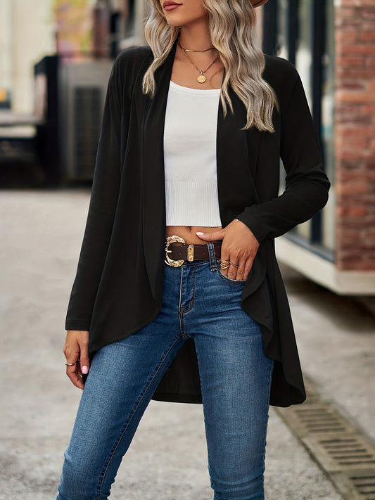  Solid Open Front Cardigan