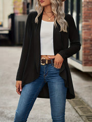 Solid Open Front Cardigan