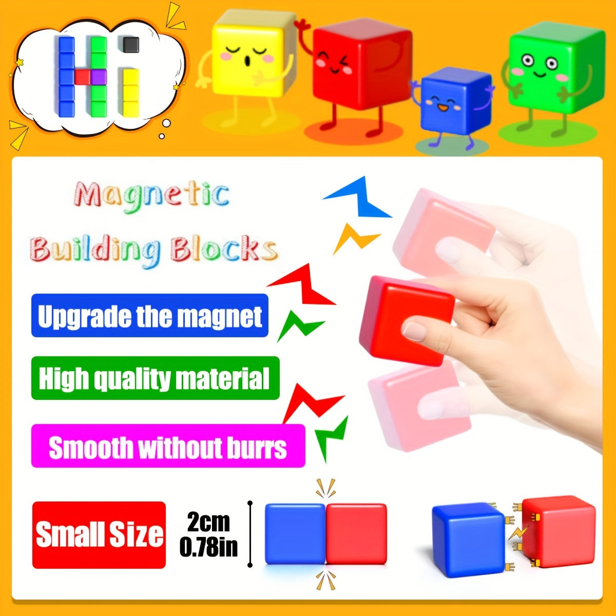 Magnetic Building Blocks Set 48 & 100pcs Small Cubes Sensory Educational Toys