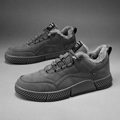 Men's Warm Fleece Solid Skate Shoes Casual Lace up Walking Sneakers Winter