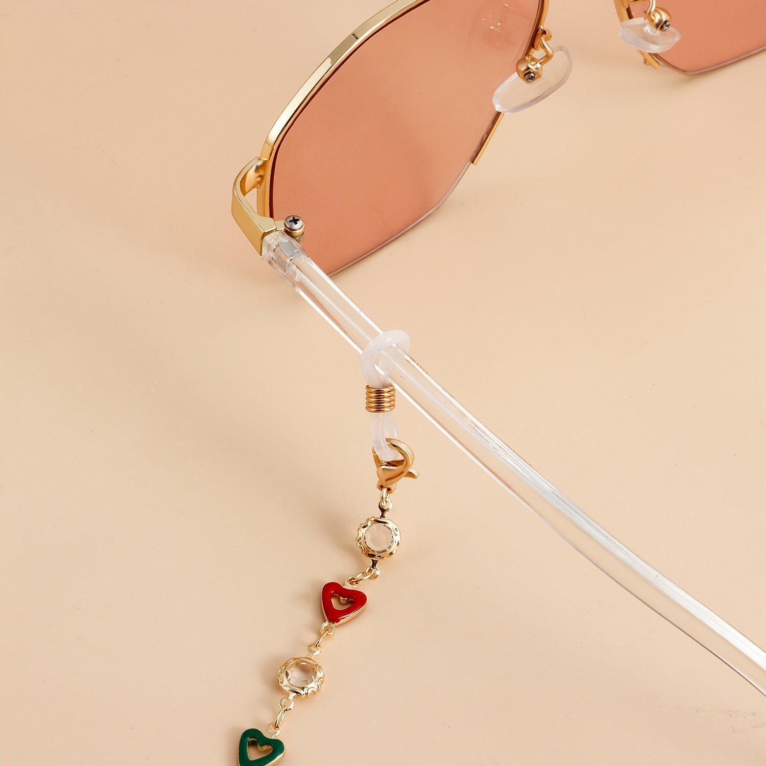 Heart Decor Metal Glasses Chain Eyeglasses Holder Non Slip Accessory
