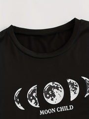 Starry Print Pajama Set Short Sleeve Crew Neck Top & Bottoms