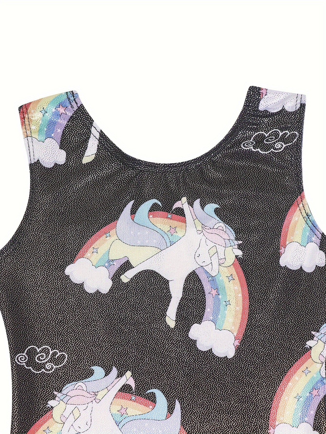 Unicorn & Rainbow Graphic Sleeveless Gymnastics Romper Jumpsuit