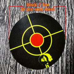 10 Pack Adhesive Splatter Targets 2.5" Plus 1" Bright Yellow Burst Upon Impact