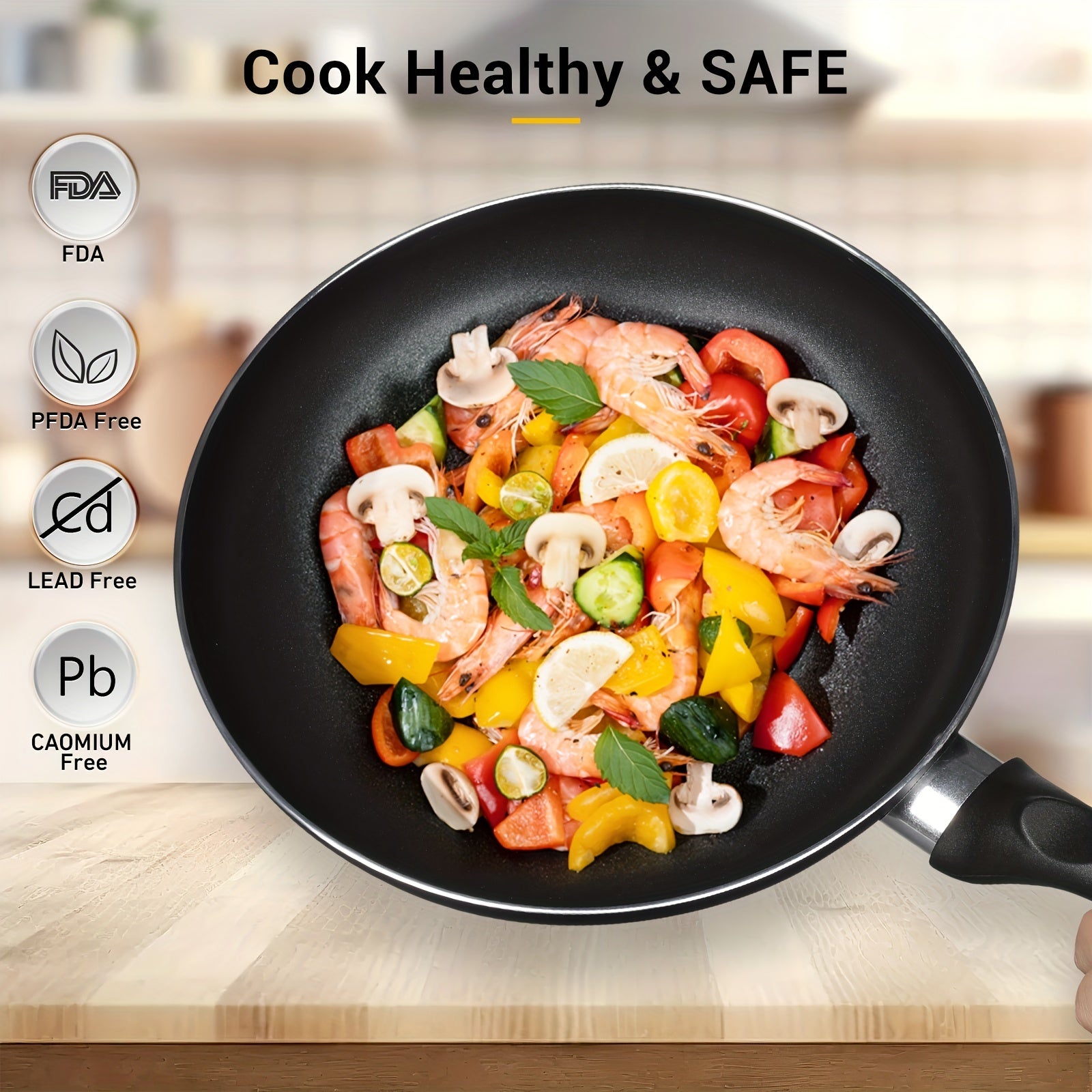 6 Pcs Aluminum Cookware Set Nonstick Coating Fry Pan Stockpot