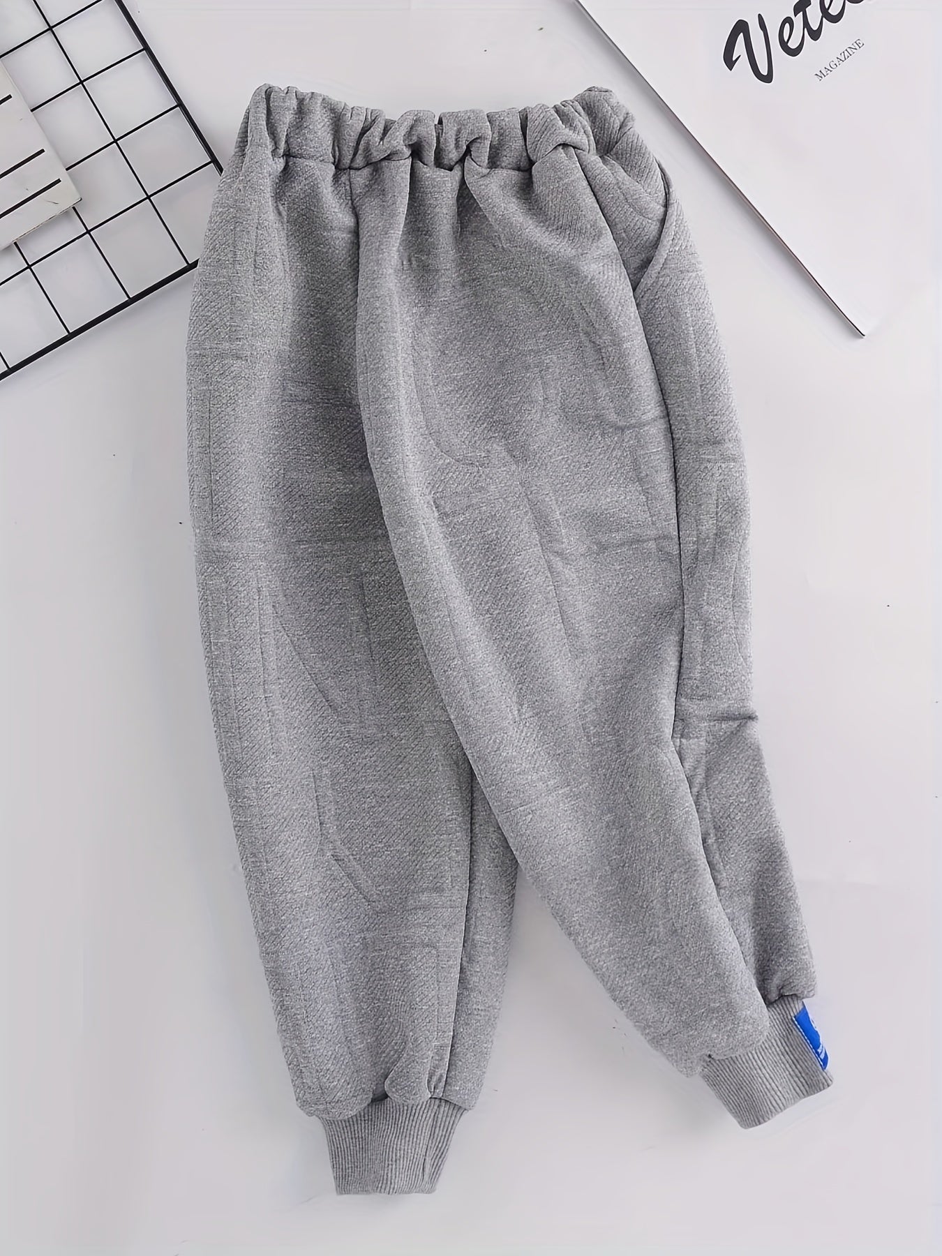 Boys Sweatpants Alphabet Texture Drawstring Elastic Waist Trousers
