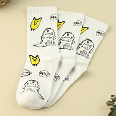 Cartoon Dinosaur Print Socks Comfy & Mid Tube Stockings
