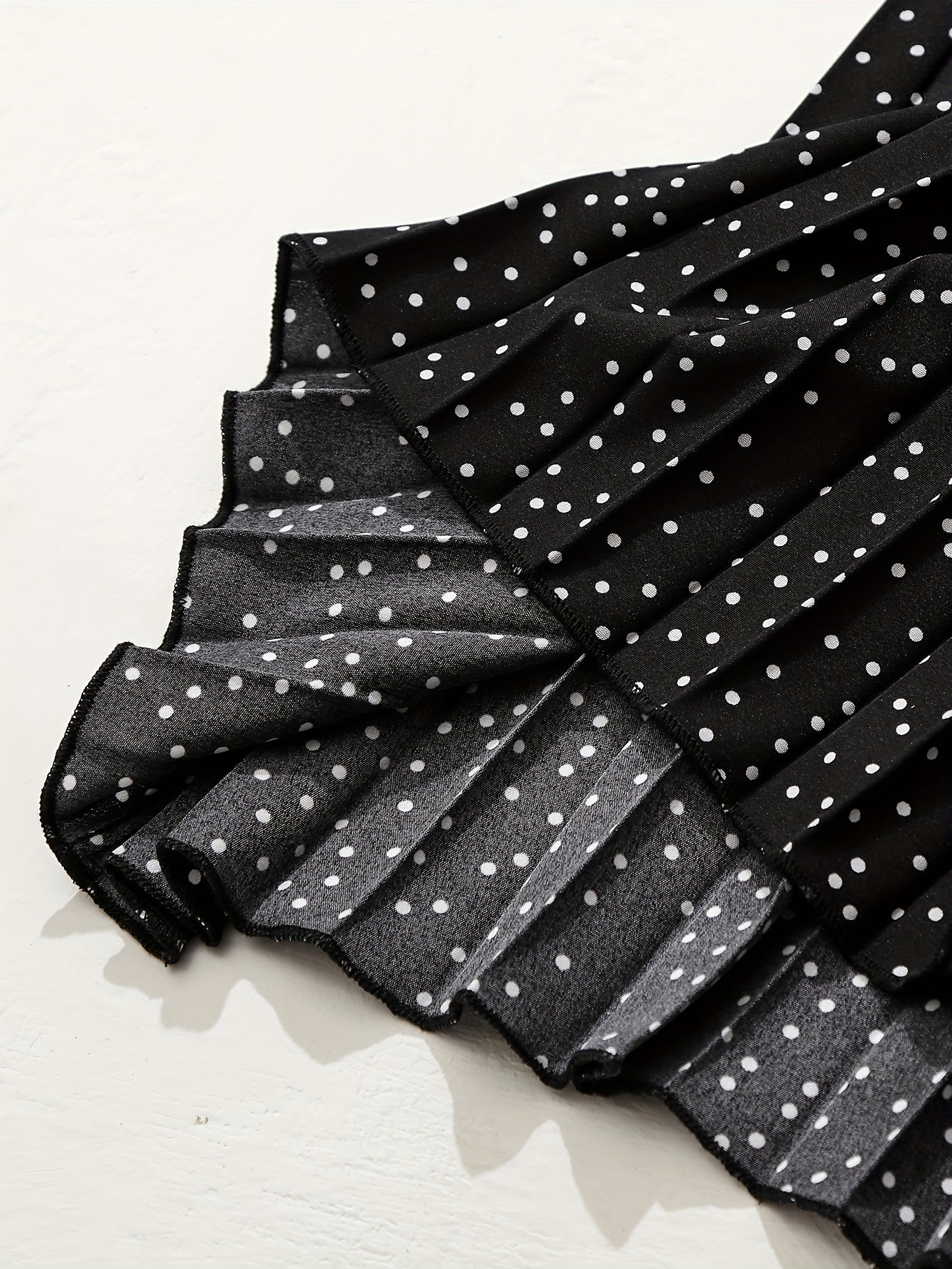  Polka Dot Print Elastic A line Pleated Skirt