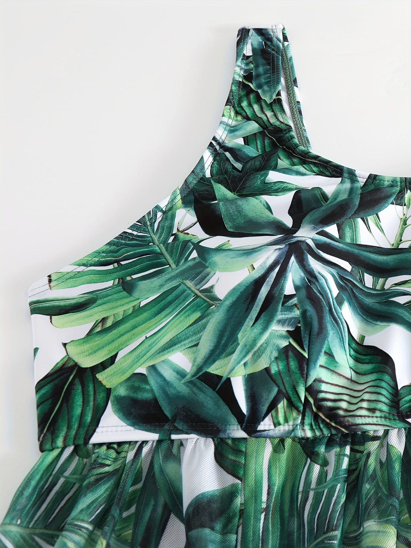  Vacay Tankini Set Women's Plus Tropical Print Round Neck