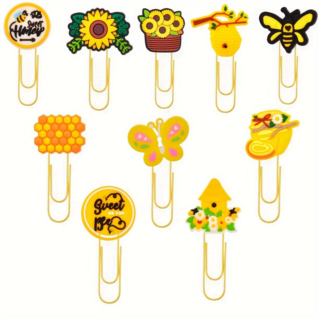 15pcs Yellow Paperclips Office Supplies Bookmark Pliers Desk Stationery Gift