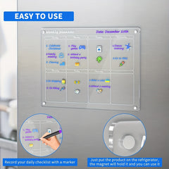 2PCS Acrylic Magnetic Calendars For Fridge, Reusable Planner Whiteboard