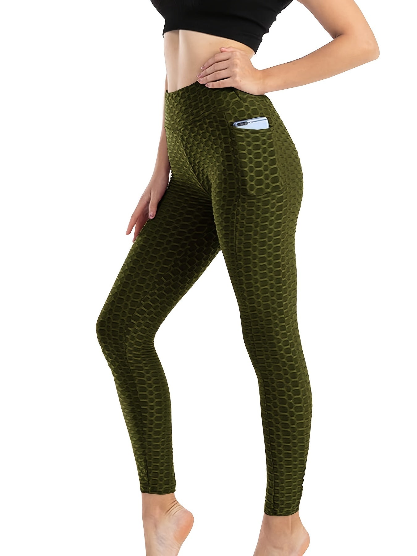 High Waist Honeycomb Leggings for Women