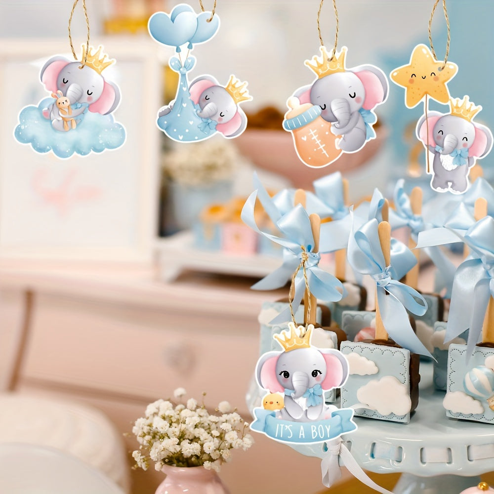5 Piece Baby Shower Elephant It's A Boy Hanging Ornaments