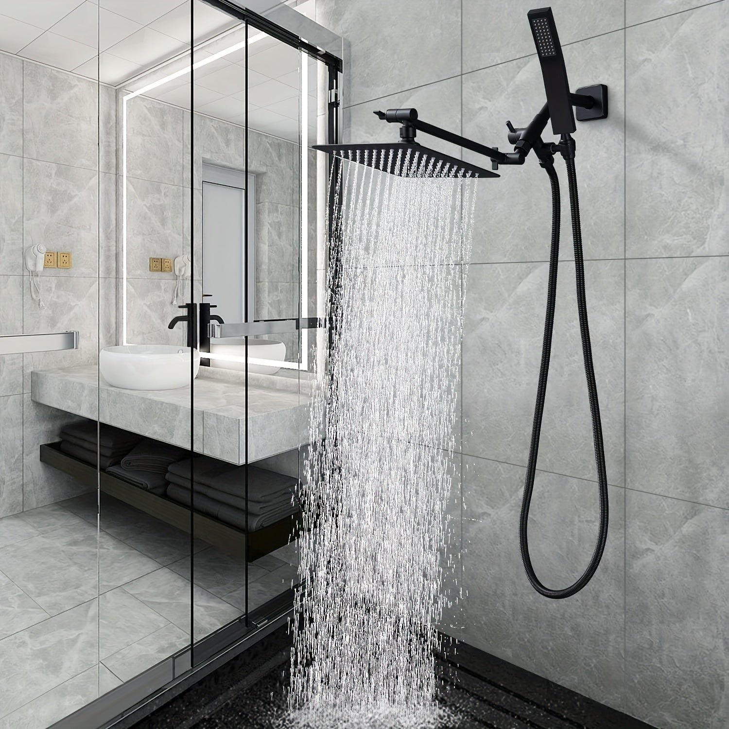 Stainless Steel Shower Set w/ Long Hose